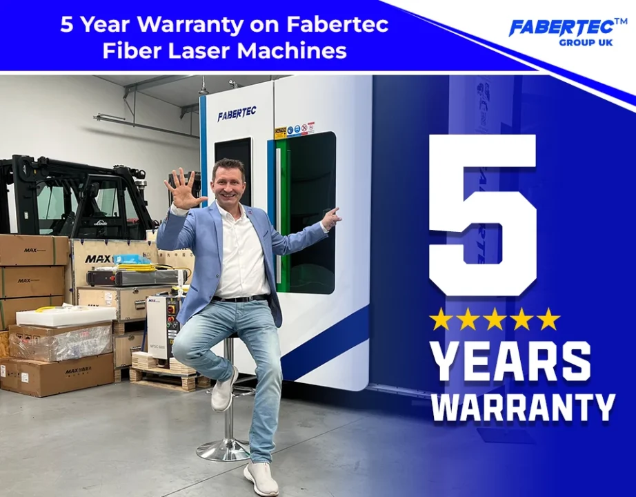 5 years warranty on fabertec fiber laser machines