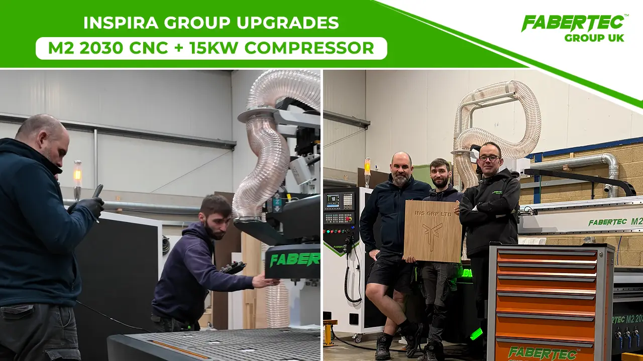 fabertec m2 2030 & 15kw air compressor installed at inspira group uk